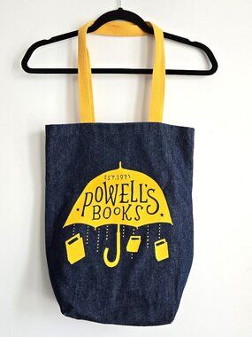 Unisex Powell's City of Books Denim Tote | Umbrella design